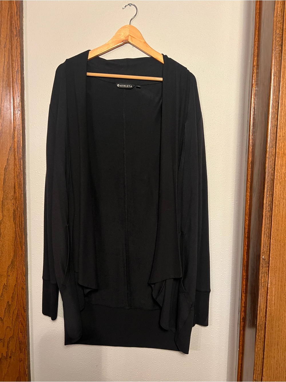 Athleta Black Open-Front Draped Cardigan